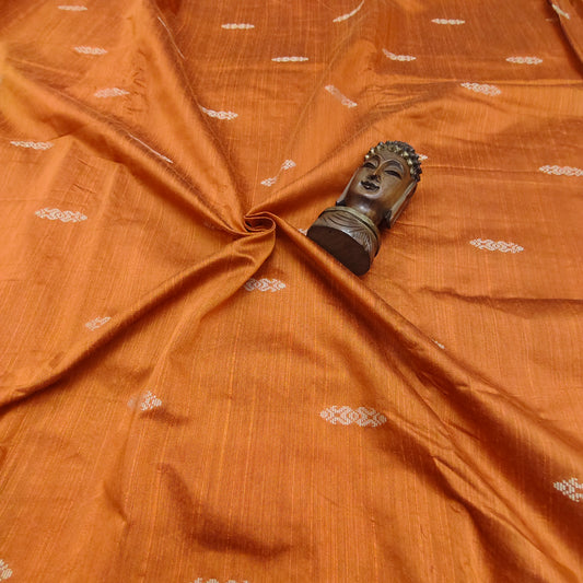 Orange - Dupion Raw Silk Butta Fabric