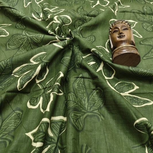 Green - Sanganeri Block Print Cotton Cambric Fabric