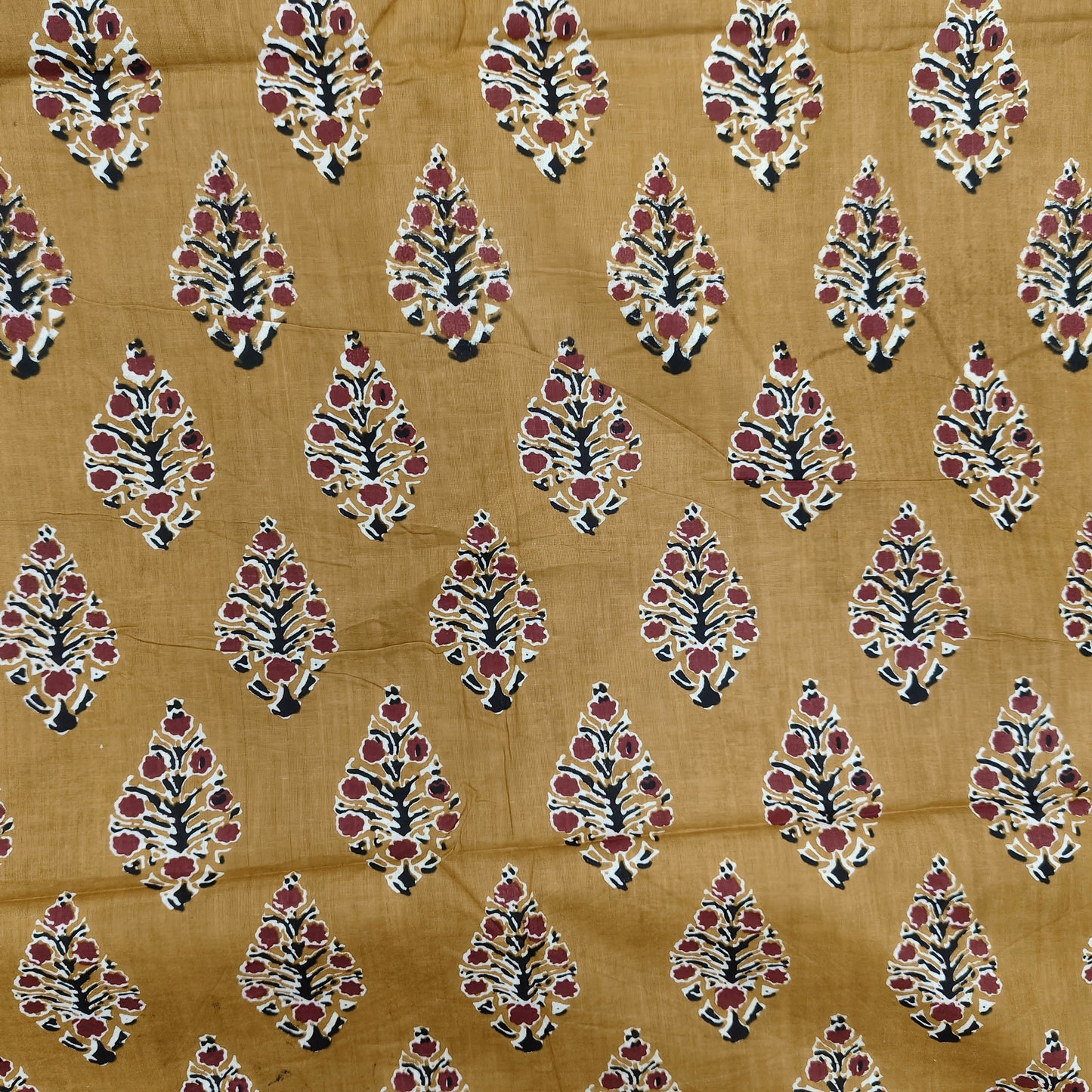 Mustard - Sanganeri Block Print Cotton Cambric Fabric