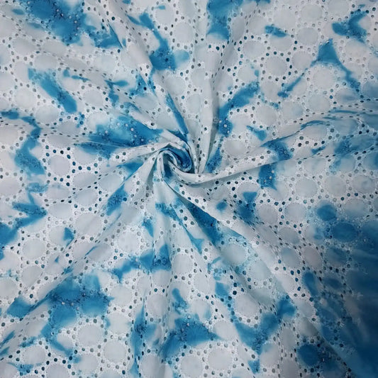 Blue Color Tie & Dye-Dot Holes Hakoba Fabric