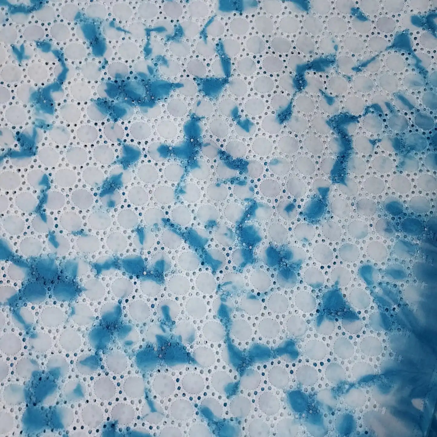 Blue Color Tie & Dye-Dot Holes Hakoba Fabric