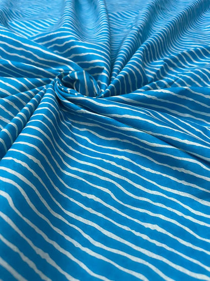 Sea Blue Color Screen Print Cotton Cambric Fabric