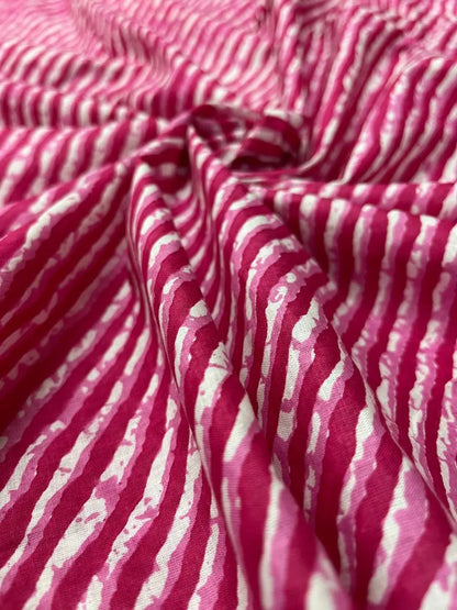 Dark Rose Color Screen Print Cotton Cambric Fabric