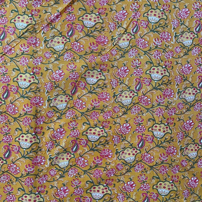 Orange Yellow Color Screen Print Cotton Cambric Fabric