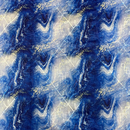 Blue Color Modal Thread Aari Work Fabric