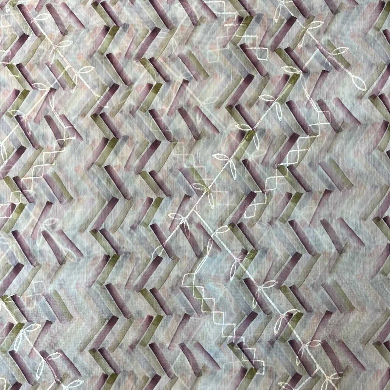 Grey Color Modal Thread Aari Work Fabric