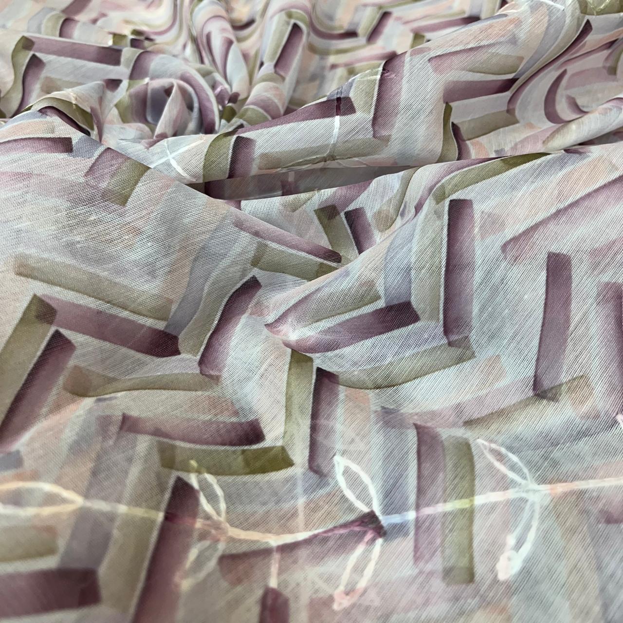 Grey Color Modal Thread Aari Work Fabric