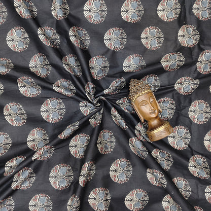 Black - Sanganeri Block Print Cotton Cambric Fabric