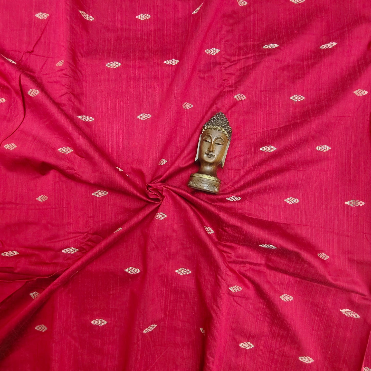 Pinkish Red - Dupion Raw Silk Butta Fabric