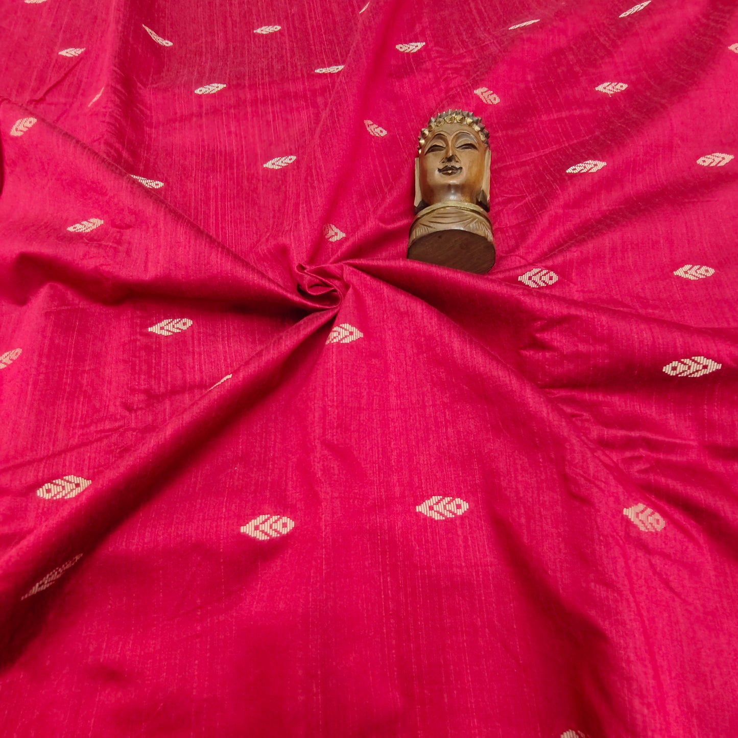 Pinkish Red - Dupion Raw Silk Butta Fabric