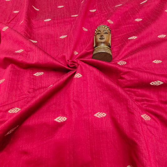 Pinkish Red - Dupion Raw Silk Butta Fabric
