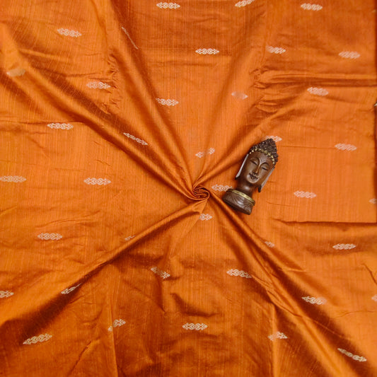Orange - Dupion Raw Silk Butta Fabric