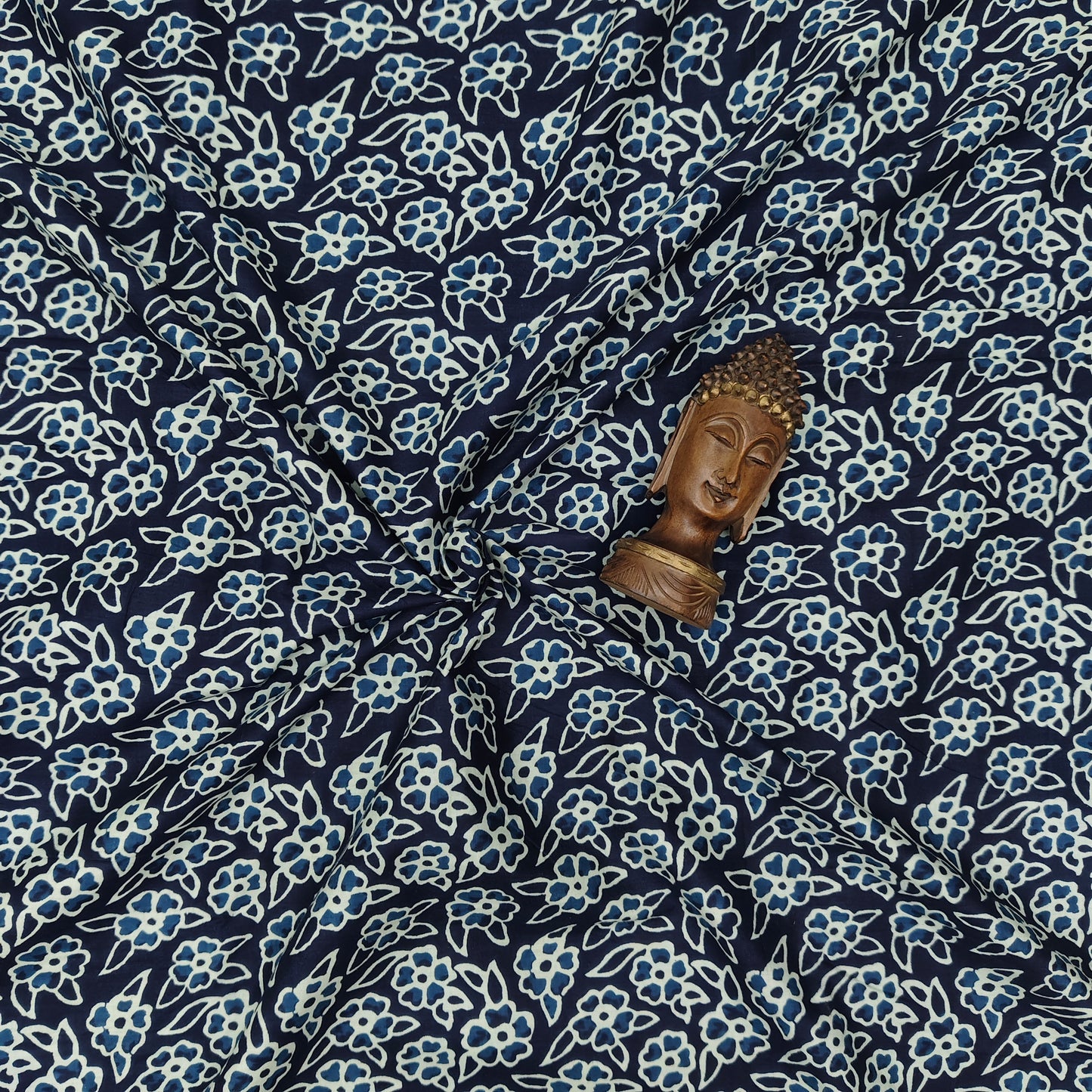 Indigo Blue - Sanganeri Block Print Cotton Cambric Fabric