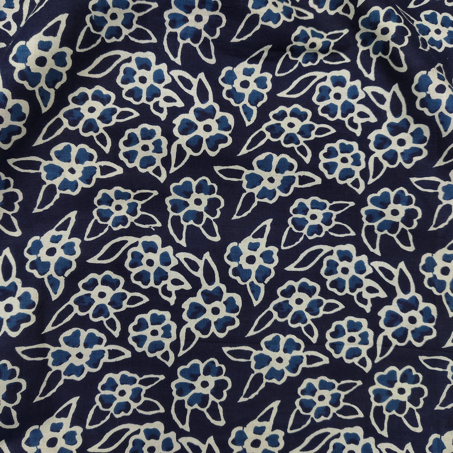 Indigo Blue - Sanganeri Block Print Cotton Cambric Fabric