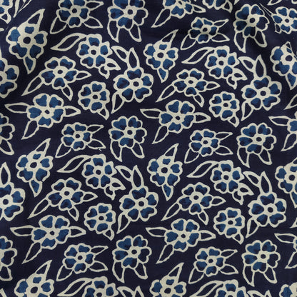 Indigo Blue - Sanganeri Block Print Cotton Cambric Fabric