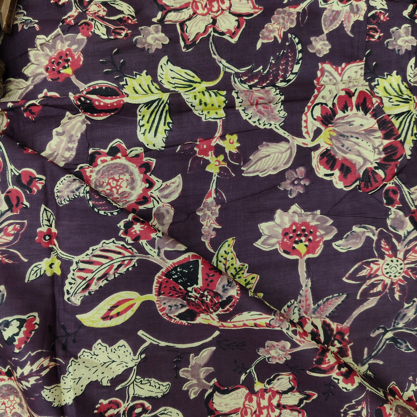 Purple - Sanganeri Block Print Cotton Cambric Fabric