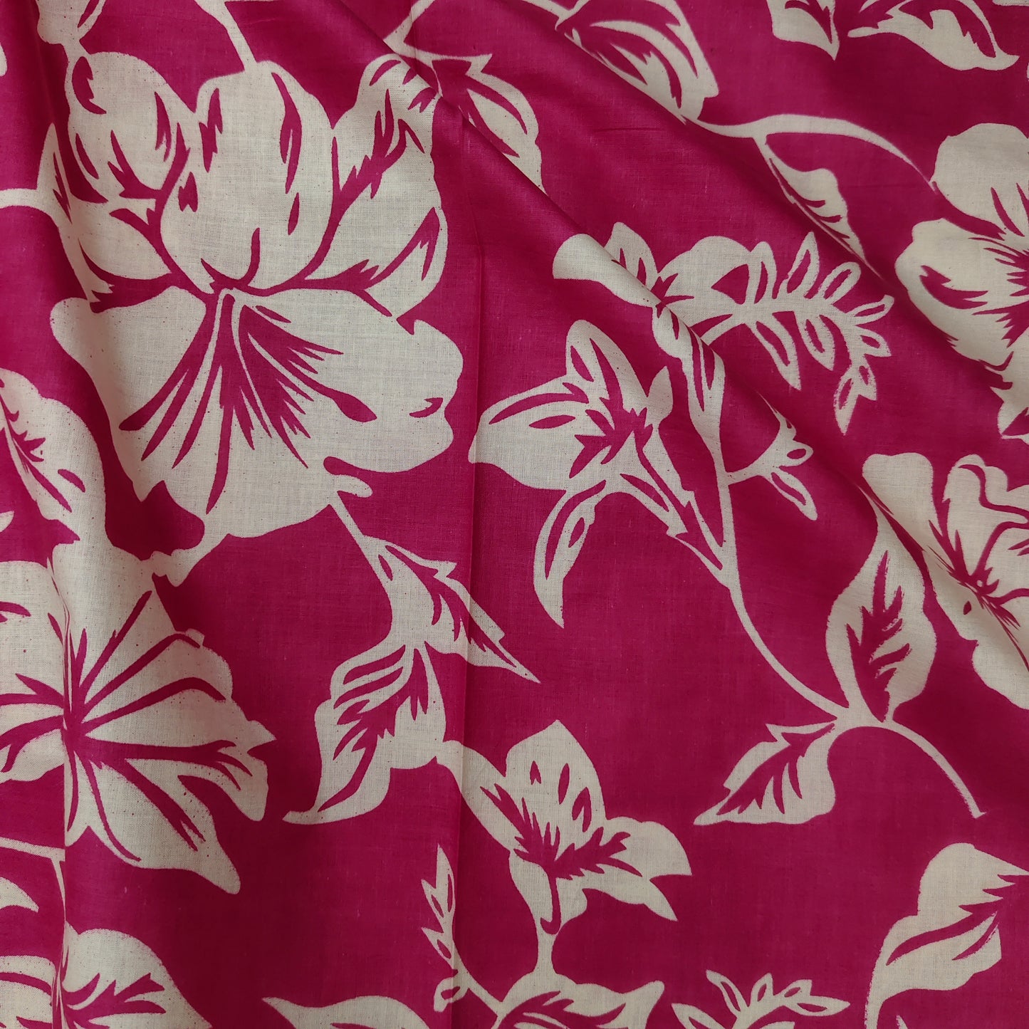 Rani Pink - Sanganeri Block Print Cotton Cambric Fabric