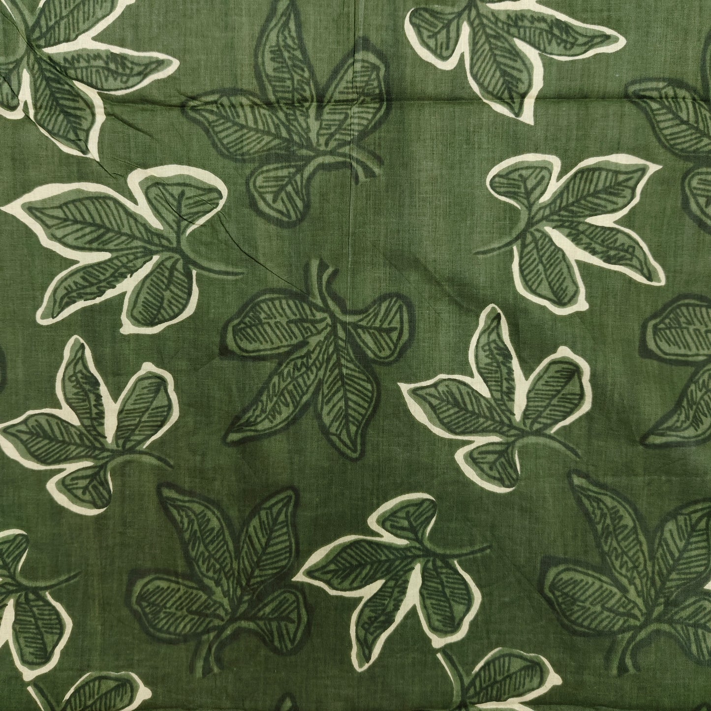 Green - Sanganeri Block Print Cotton Cambric Fabric