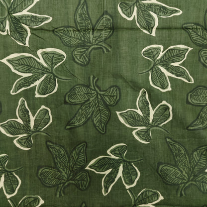 Green - Sanganeri Block Print Cotton Cambric Fabric