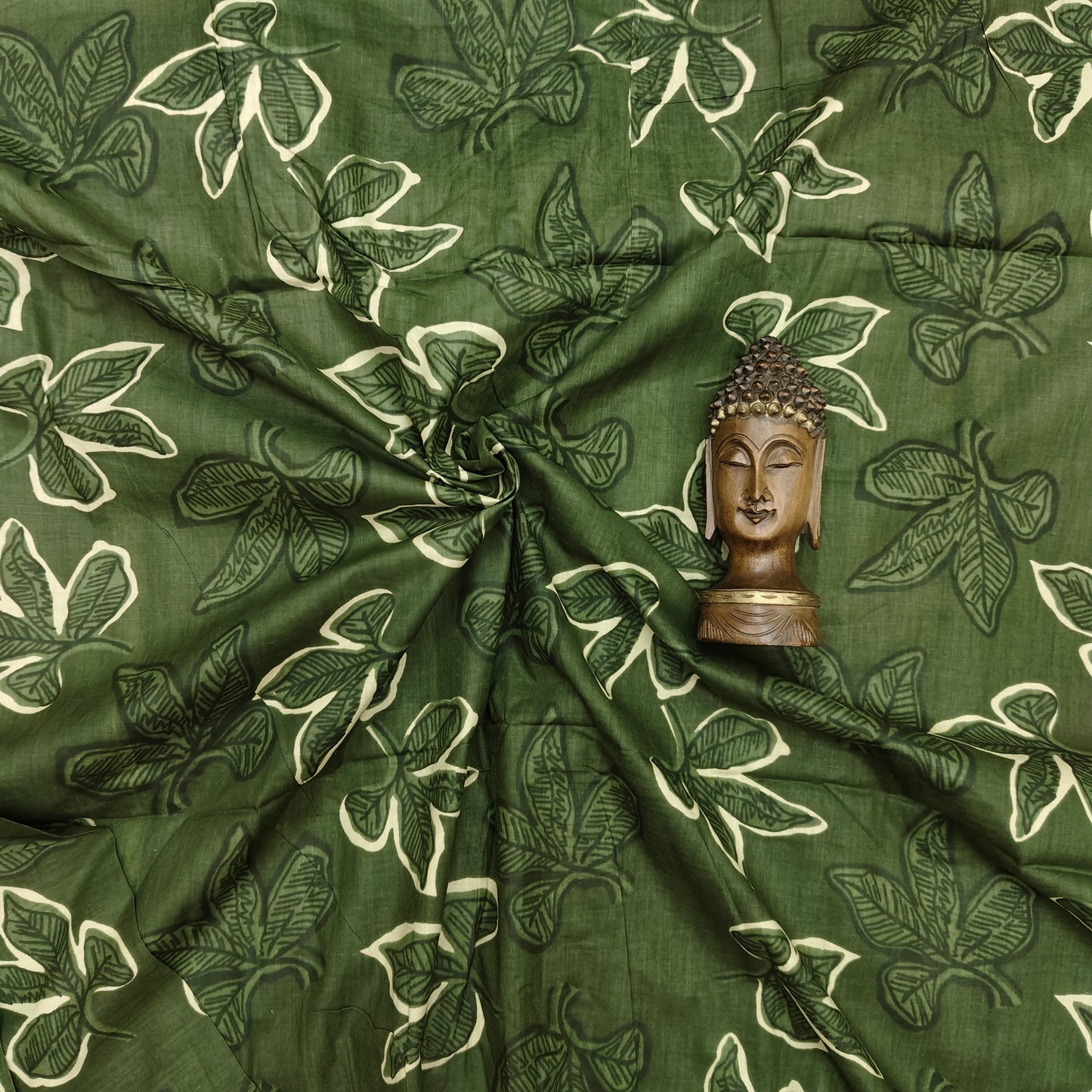 Green - Sanganeri Block Print Cotton Cambric Fabric