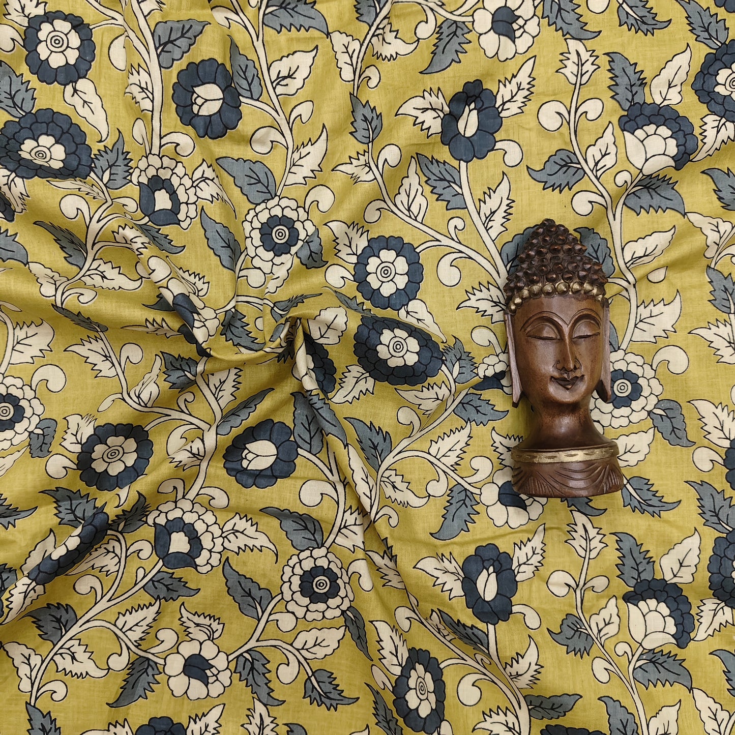 Yellow - Sanganeri Block Print Cotton Cambric Fabric