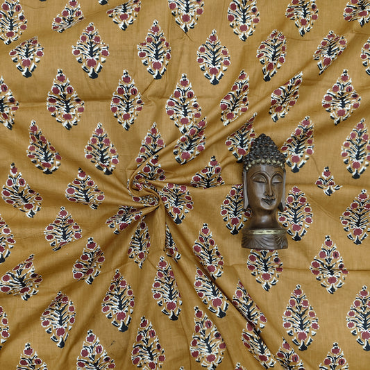 Mustard - Sanganeri Block Print Cotton Cambric Fabric
