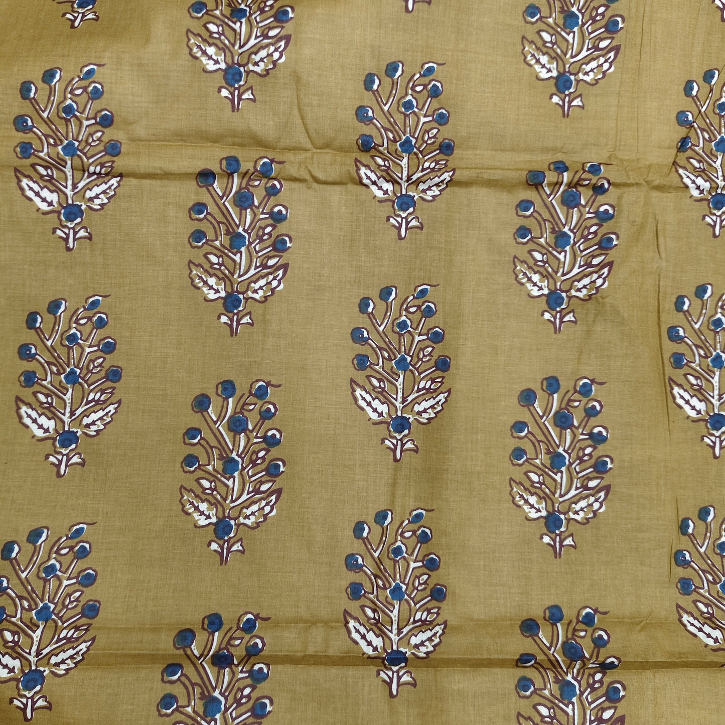 Mustard - Sanganeri Block Print Cotton Cambric Fabric