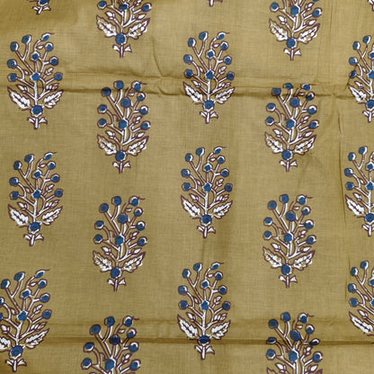 Mustard - Sanganeri Block Print Cotton Cambric Fabric