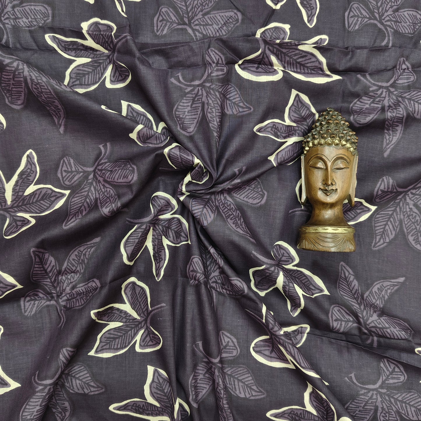 Dark Grey - Sanganeri Block Print Cotton Cambric Fabric