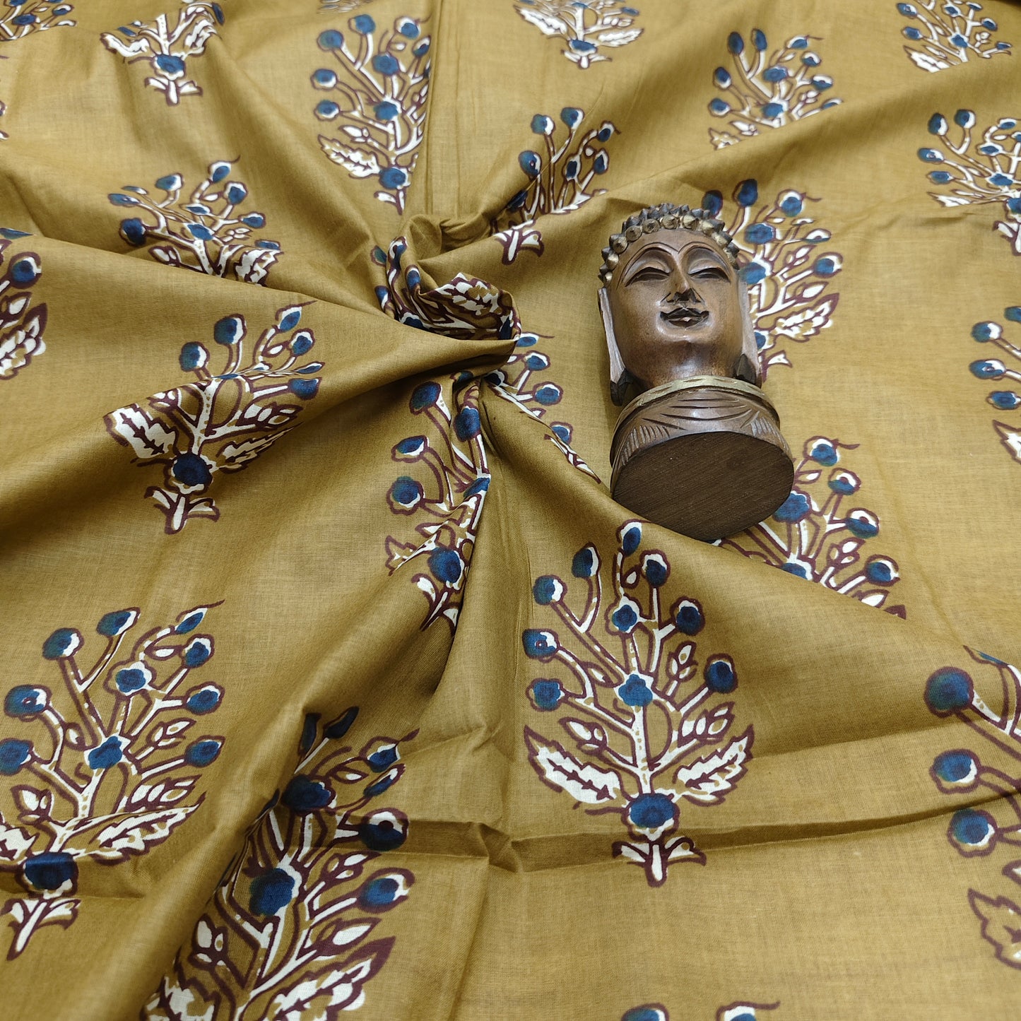 Mustard - Sanganeri Block Print Cotton Cambric Fabric