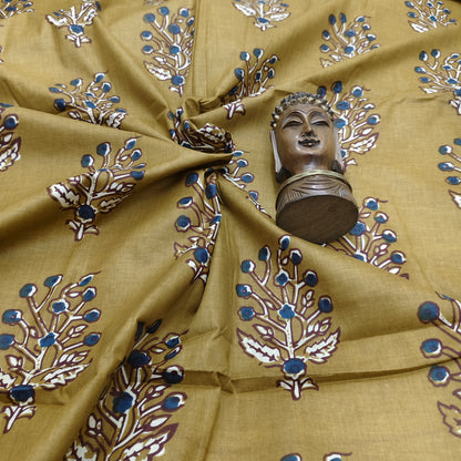Mustard - Sanganeri Block Print Cotton Cambric Fabric