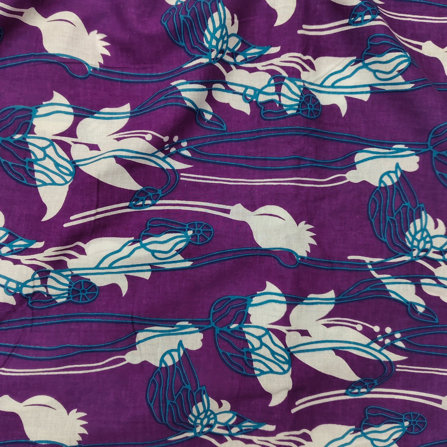 Violet - Sanganeri Block Print Cotton Cambric Fabric