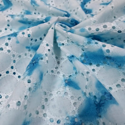 Blue Color Tie & Dye-Dot Holes Hakoba Fabric