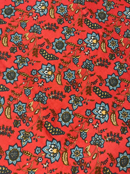 Pale Red Screen Print Cotton Cambric Fabric