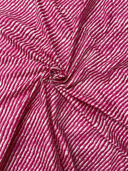 Dark Rose Color Screen Print Cotton Cambric Fabric