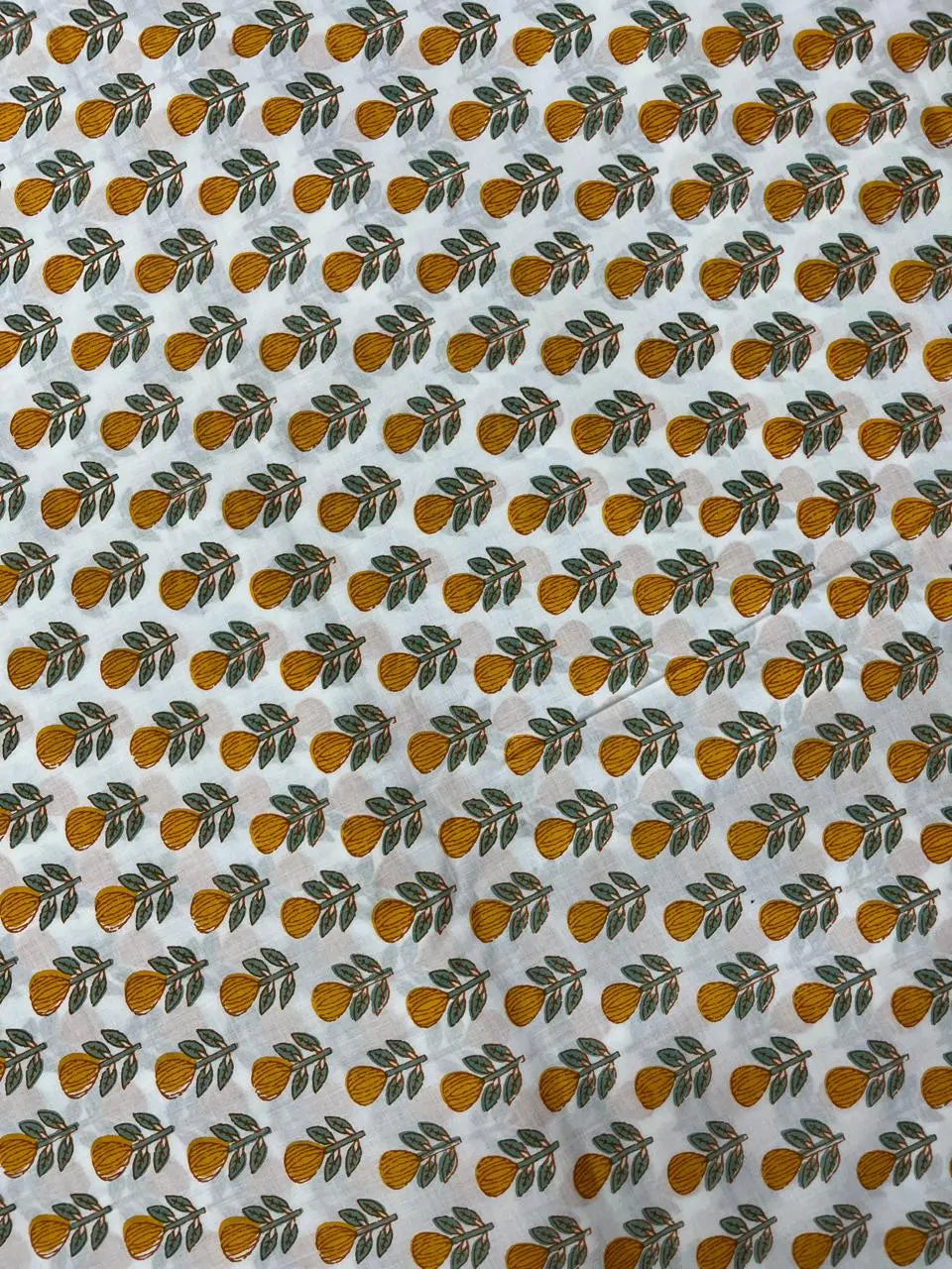 Mustard Color Screen Print Cotton Cambric Fabric