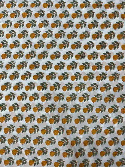 Mustard Color Screen Print Cotton Cambric Fabric