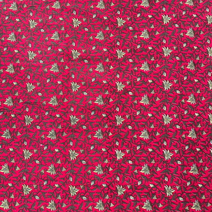 Pinkish Red Color Screen Print Cotton Cambric Fabric