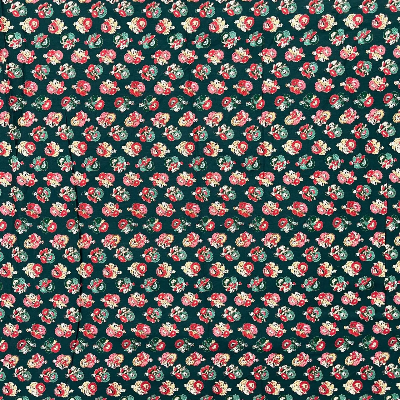 Green Color Screen Print Cotton Cambric Fabric
