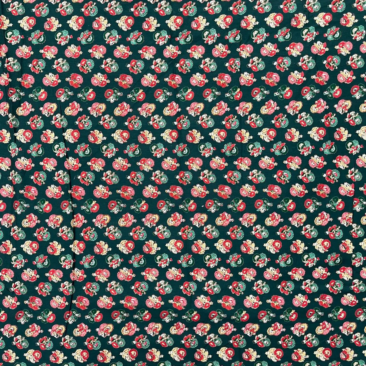 Green Color Screen Print Cotton Cambric Fabric