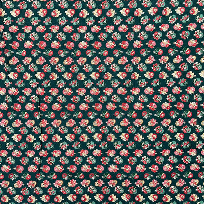 Green Color Screen Print Cotton Cambric Fabric
