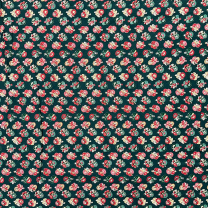Green Color Screen Print Cotton Cambric Fabric