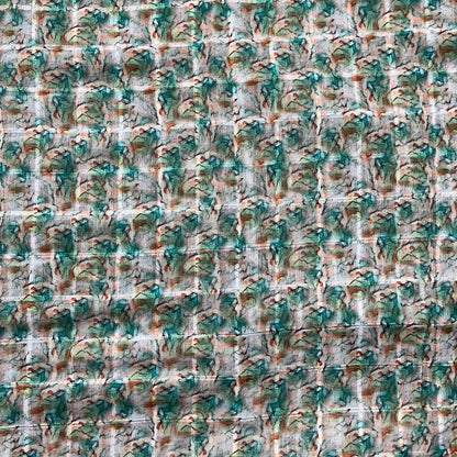 Blue Smoke Color Digital Print Linen Checks Fabric