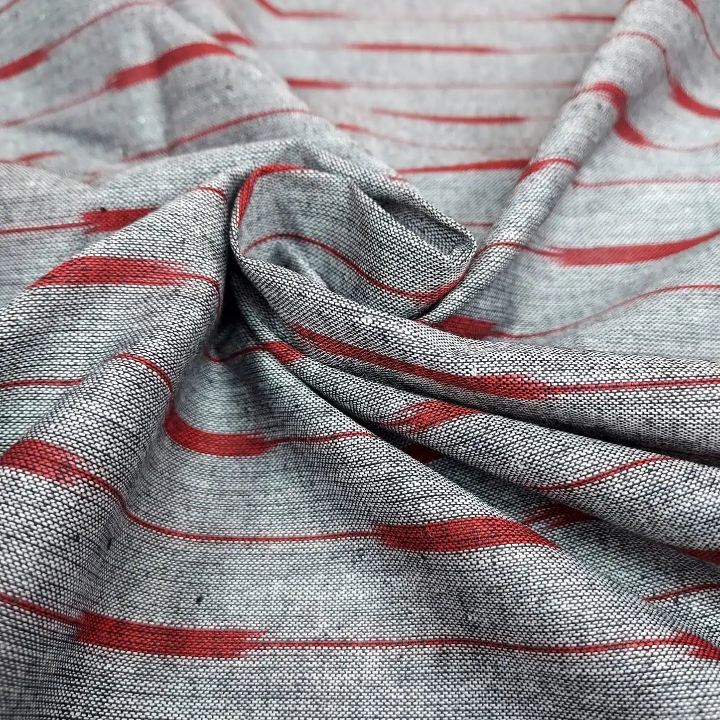 Smokey Grey Color Ikkat Fabric
