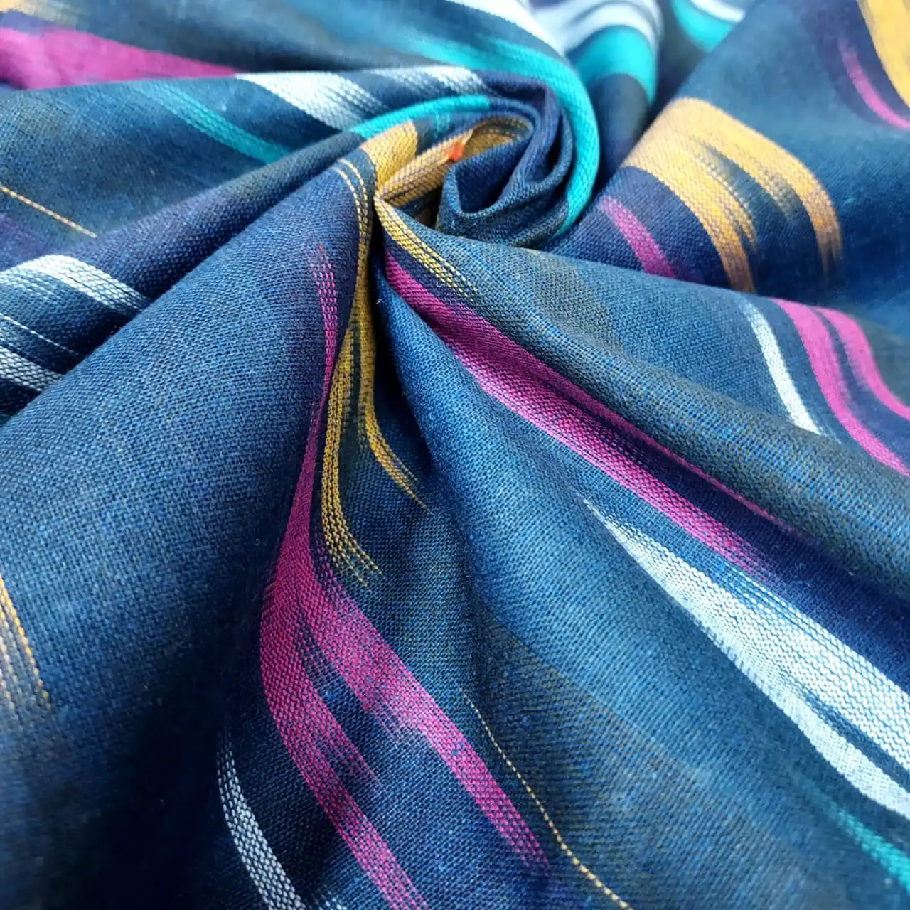 Navy Color Ikkat Fabric