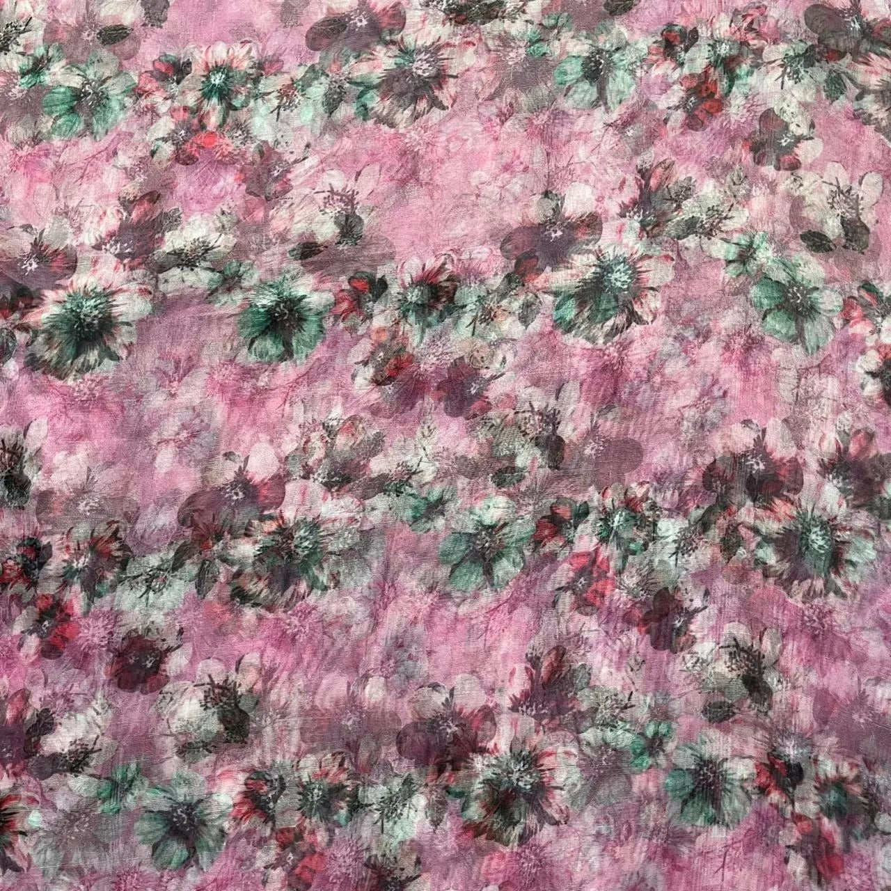 Purple Flower Digital Print Organza Fabric
