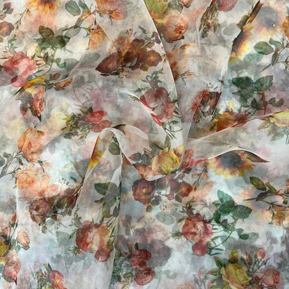 Cloud Floral Digital Print Organza Fabric