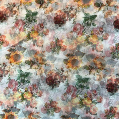 Cloud Floral Digital Print Organza Fabric