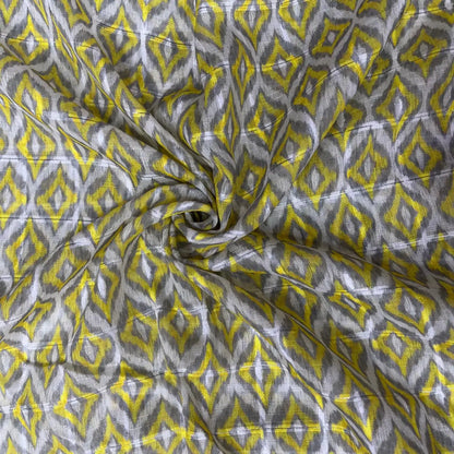 Ash  Color Digital Print Linen Checks Fabric