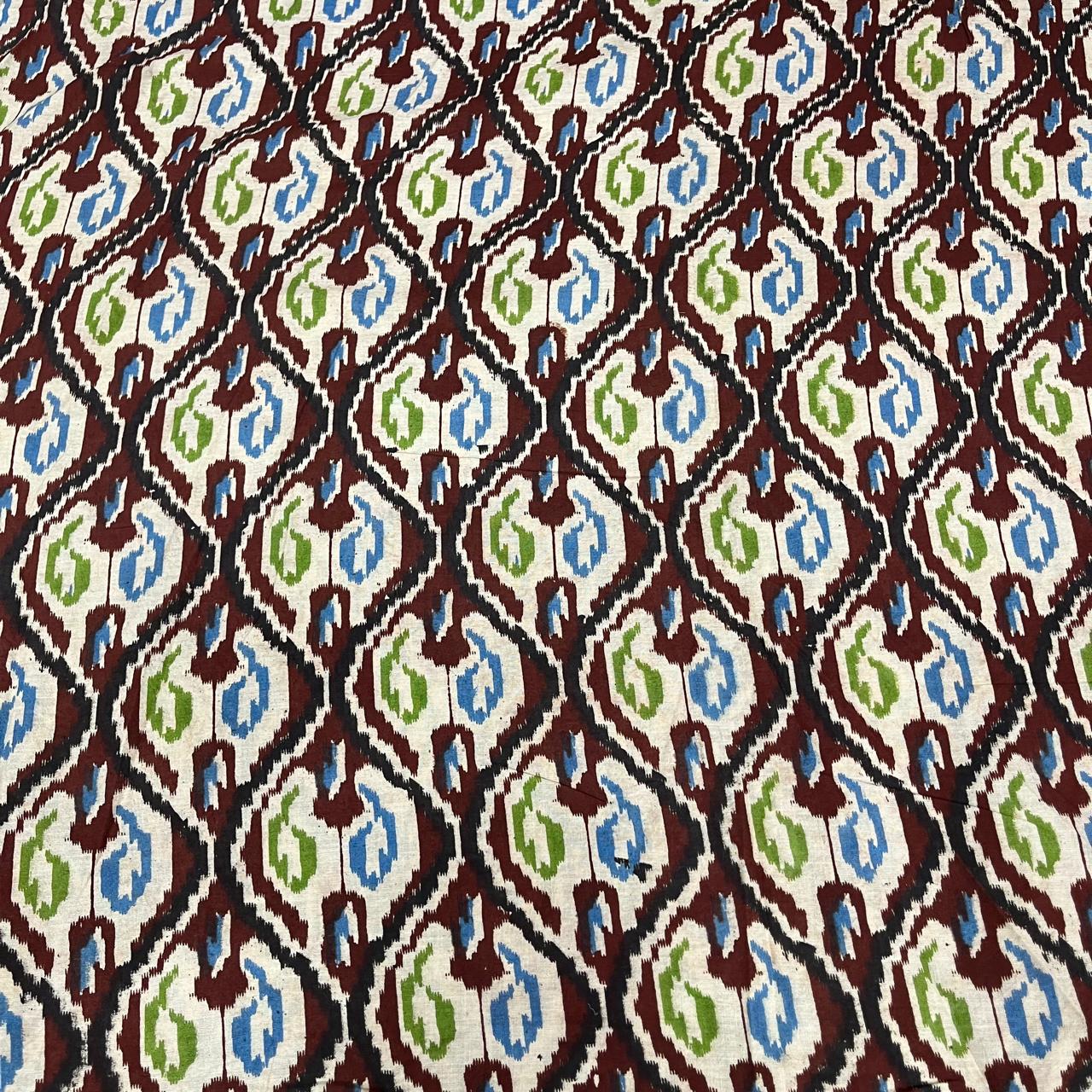 Pearl Color Kalamkari Hand Block Printed Cotton Fabric